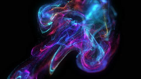 4k. Fluid abstract. Slow motion.  Liquid glowing neon particles. Stock Footage 119346781