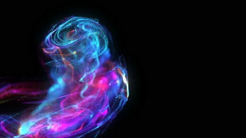 4k. Fluid abstract. Slow motion.  Liquid glowing neon particles Stock Footage 119346790