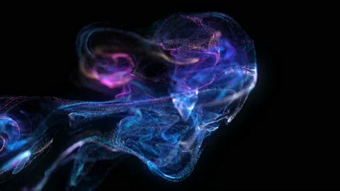 4k. Fluid abstract. Slow motion.  Liquid glowing neon particles. Stock Footage 119347256