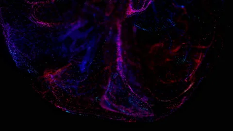 4k. Fluid abstract. Slow motion.  Liquid glowing neon particles. Stock Footage 124291935