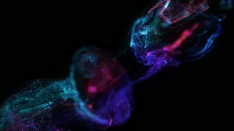 4k. Fluid abstract. Slow motion.  Liquid glowing neon particles. Stock Footage 124291978