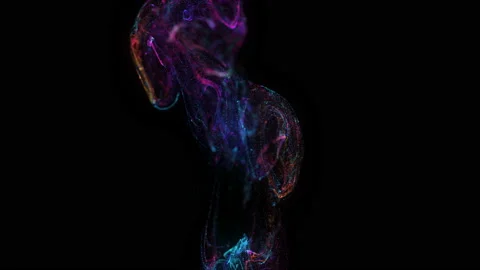 4k. Fluid abstract. Slow motion.  Liquid glowing neon particles. Stock Footage 124292042