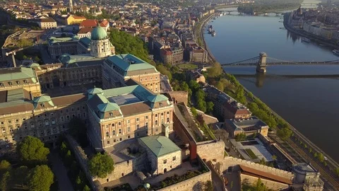 4K flying up at Buda Castle Royal Palace and South Rondella Stock Footage 88908768