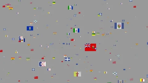4K- Flying Flag Banners of Provinces and Territories of Canada Stock Footage 80730792