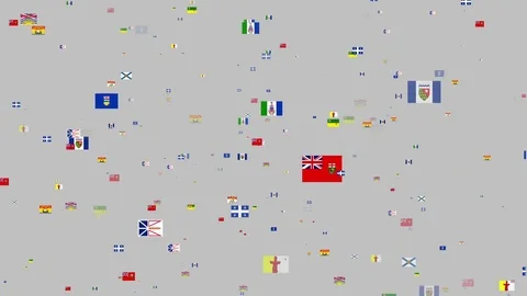 4K- Flying Flag Banners of Provinces and Territories of Canada Stock Footage 80730831