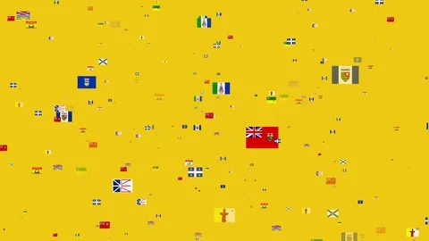 4K- Flying Flag Banners of Provinces and Territories of Canada Stock Footage 80730861