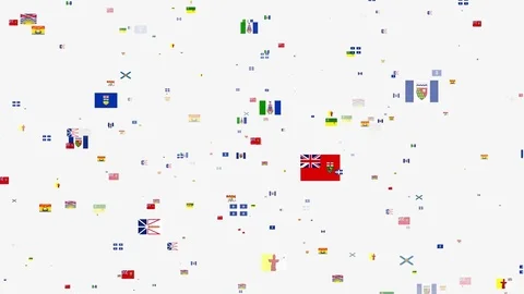 4K- Flying Flag Banners of Provinces and Territories of Canada Stock Footage 80731097