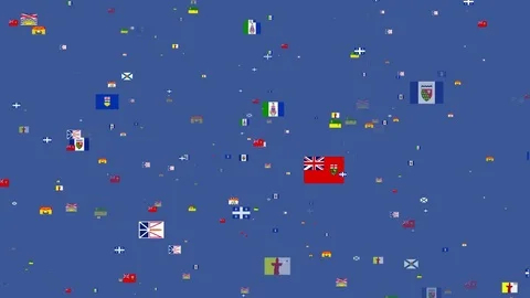 4K- Flying Flag Banners of Provinces and Territories of Canada Stock Footage 80731214