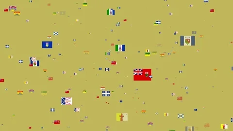 4K- Flying Flag Banners of Provinces and Territories of Canada Stock Footage 80731374