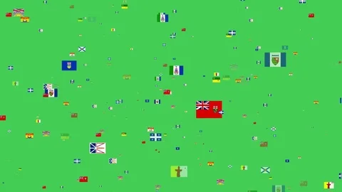 4K- Flying Flag Banners of Provinces and Territories of Canada Stock Footage 80731457