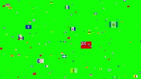 4K- Flying Flag Banners of Provinces and Territories of Canada Stock Footage 80731458