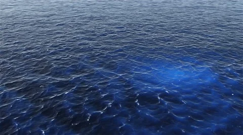 4K Flying over Blue Water Surface Aerial Cinematic 3D Animation Stock Footage