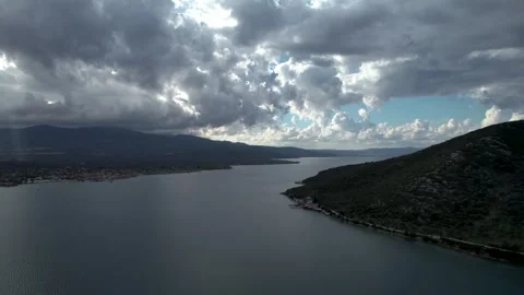 4k flying over Gera Gulf, Lesvos island, Greece, Europe Stock Footage 335310136