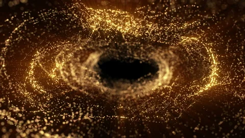 4k Flying through Gold particles tunnel. Bokeh lights. Stock Footage 139604548