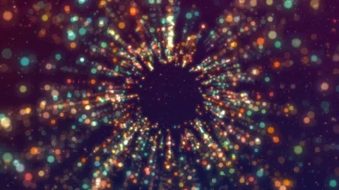 4K Flying Through Gold Particles Tunnel. Bokeh Lights Stock Footage 147171839