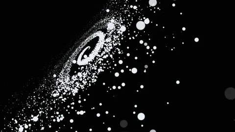 4k Flying Through Moving Particles, Spiral Galaxy, Abstract White Background Stock Footage 183520770