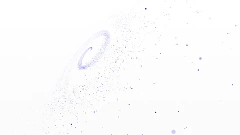 4k Flying Through Moving Particles, Spiral Galaxy, Abstract White Background Stock Footage 183524805