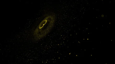 4k Flying Through Moving Particles, Spiral Galaxy, Abstract Black Background Stock Footage 250834043