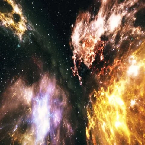 4K Flying through Nebulas in Galaxy out to Outer Space 3D Animation 3 Vídeos de archivo 69437589