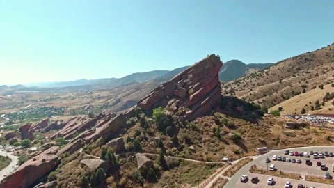 4K Flyover Drone of Red Rocks Amphitheater in Colorado, USA Stock Footage 154666355