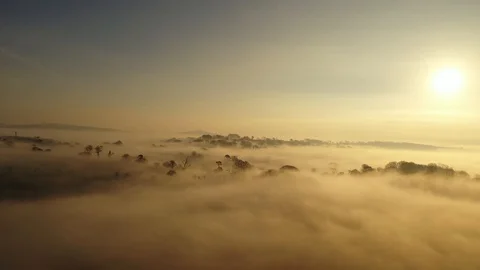 4K Foggy Flight Over Devon Farmland 스톡 동영상 104677004