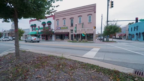 4k-Following Car-Rustic Small Town Stock Footage 103170268