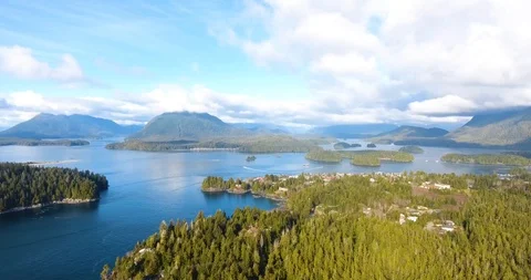 4k footage - Aerial over Tofino Vancouver Island Stock Footage