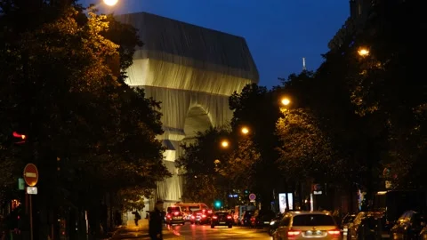 4K Footage The Arc de Triomphe Wrapped Stock Footage 200259096