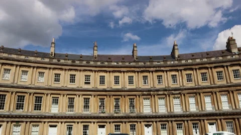 4k footage of the Classical 'Circus' Bath Spa in Somerset Stock Footage 206324835