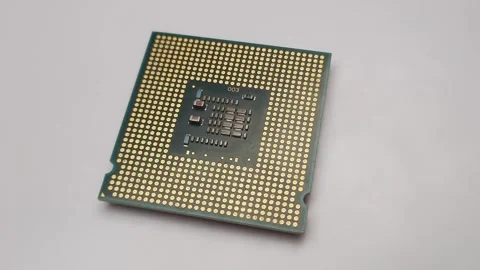 4k footage of a computer processor rotating in a rotation display stand Stock Footage 255518671