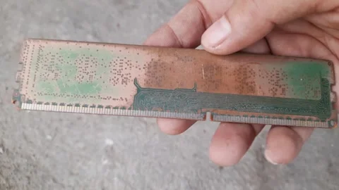 4k footage of computer ram being held by someone Stock Footage 255518294