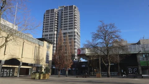 4k footage of the David Murray John Tower and Brunel centre in Swindon, UK Stock Footage 169483962
