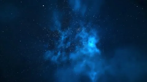 4K Footage of a deep space trip with a blue nebula in a Mystical voyage Stock Footage 314665486