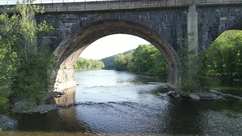 4K footage of a drone flight through historic Mount Union, Pennsylvania Stock Footage 242604562