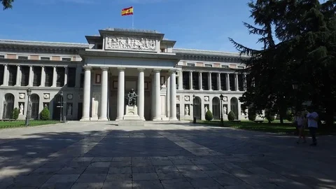 4k footage of the famous Prado Museum of Madrid, Spain Stock Footage