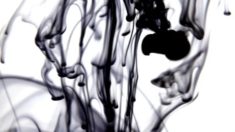 4k Footage of inks, Blots, Dots. Drops Ink in water Stock Footage 124828400
