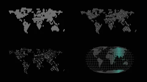 4k footage pack of white maps animation isolated on the black background Stock Footage 142047656