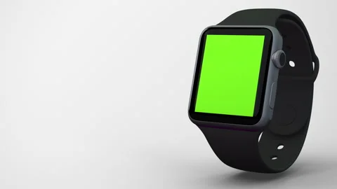 4k footage in slow motion camera of a 3D rendered smartwatch with screen screen Stock Footage 133996605