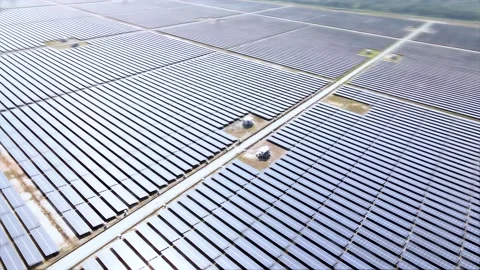 4k Footage of solar panel use for industry and future  technology. Stock Footage 155535245