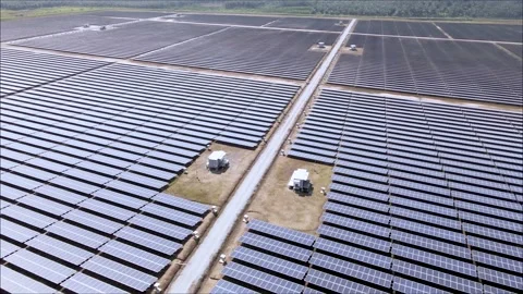 4k Footage of solar panel use for industry and future  technology. Stock Footage 155535689
