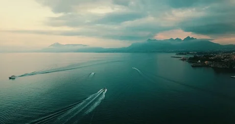4k footage speedboat approaching the coast Stock Footage