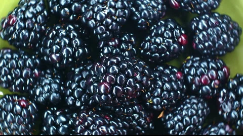 4k footage top view close-up bright and vivid blackberries rotate Video stock 242307247