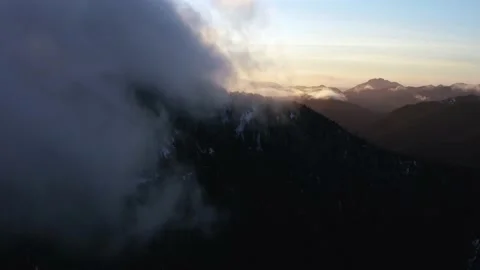 4k Forest Clouds at Sunset Pacific Northwest Drone Aerial Stock Footage 154054368