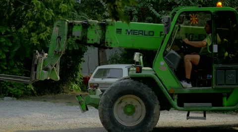 4K, Forklift carrying working materials Stock Footage 53228574