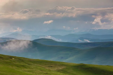 4K. The formation of clouds over alpine meadows, storm clouds. Stock-Footage 51344808