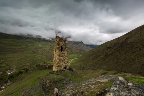 4k. Formation of rain clouds over the gorge of the Valley Fiagdon. Stock Footage 50681970