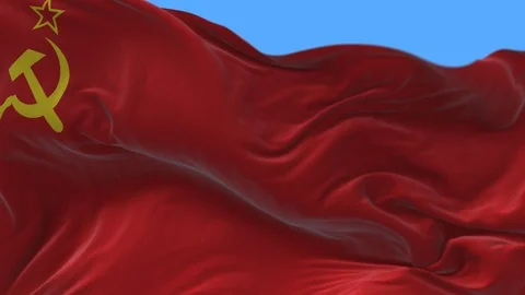 4k Former Soviet Union flag slow wrinkles waving wind seamless loop background. Stock Footage 127474838