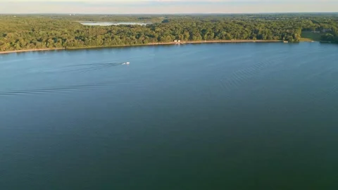 4K Forward Aerial View Of Baker Beach Lake Independence Maple Plain Minnesota Video stock 220469504