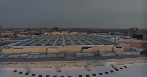 4K Forward Aerial View Of Skylights on Mall Of America Rooftop Bloomington MN Stock Footage 257416899