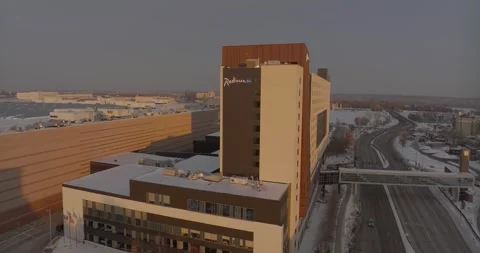 4K Forward Drone Shot of Radisson Blu Mall Of America Hotel Bloomington MN Stock Footage 257416972